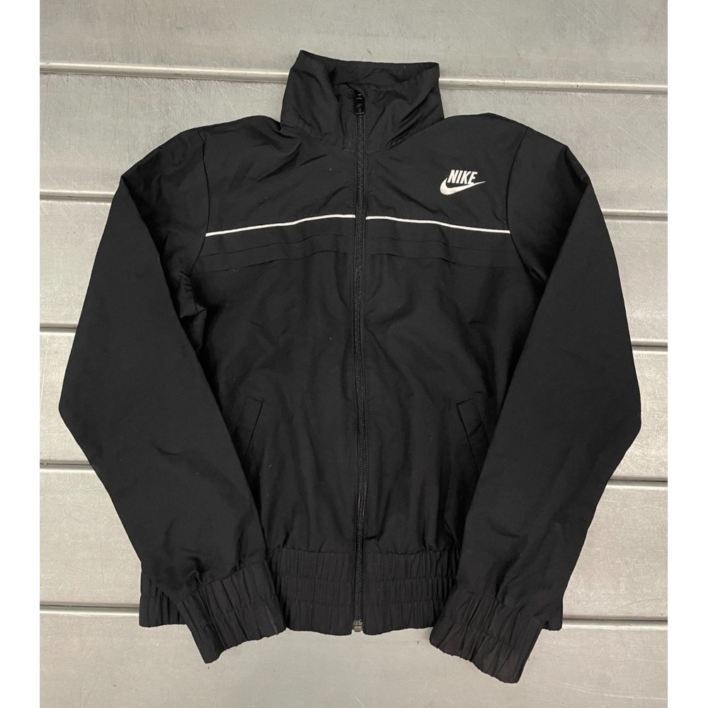 Vintage Nike Windbreaker Jacket Womens Medium 8-10 Black‎ Full Zip